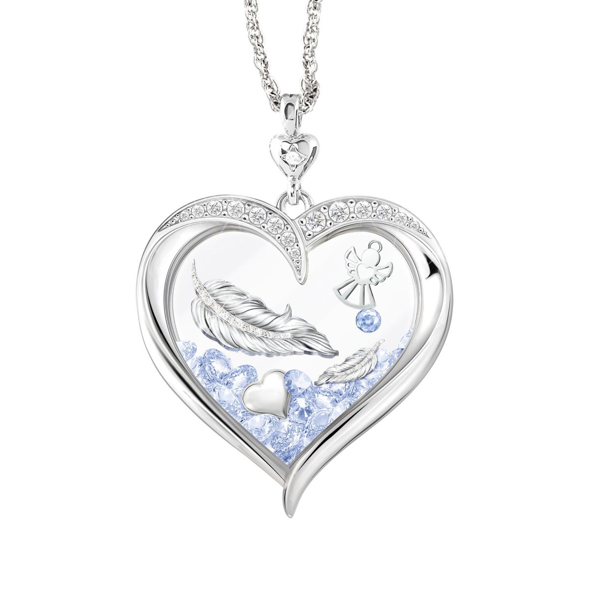‘When Angels Are Near’ Diamond Floating Crystal Pendant
