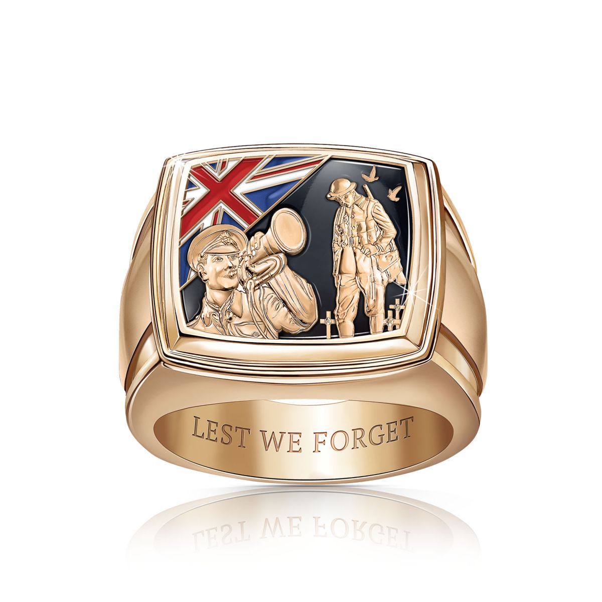First World War 'Lest We Forget’ Gold-Plated Men’s Ring