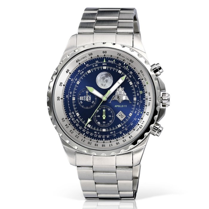 Apollo 11 Space Stainless Steel Silver-Plated Men's Chronograph Watch:  Apollo 11 Men's Chronograph Watch