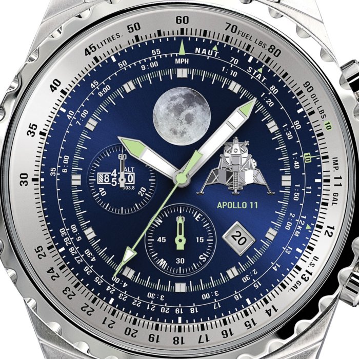 Apollo 11 Space Stainless Steel Silver-Plated Men's Chronograph