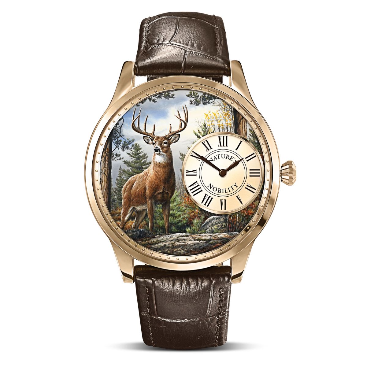 Joseph Hautman 'Nature's Nobility' Men's Gold-Plated Watch