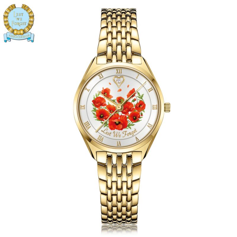 Lest We Forget ‘In Flanders Field’s’ Diamond Gold-Plated Ladies’ Watch