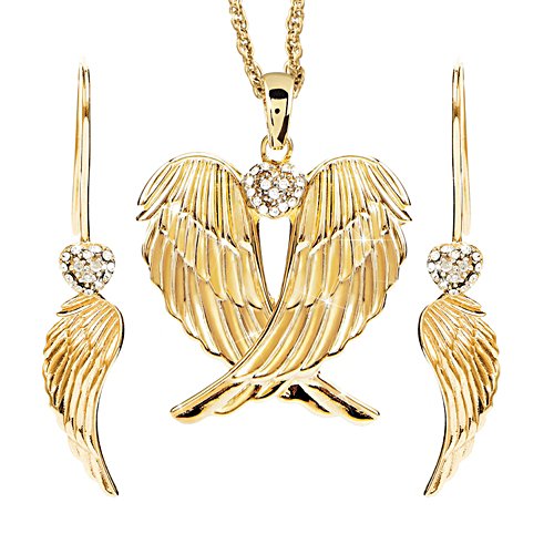 ‘Always In My Heart’ Guardian Angel Wings Pendant And Earrings Set