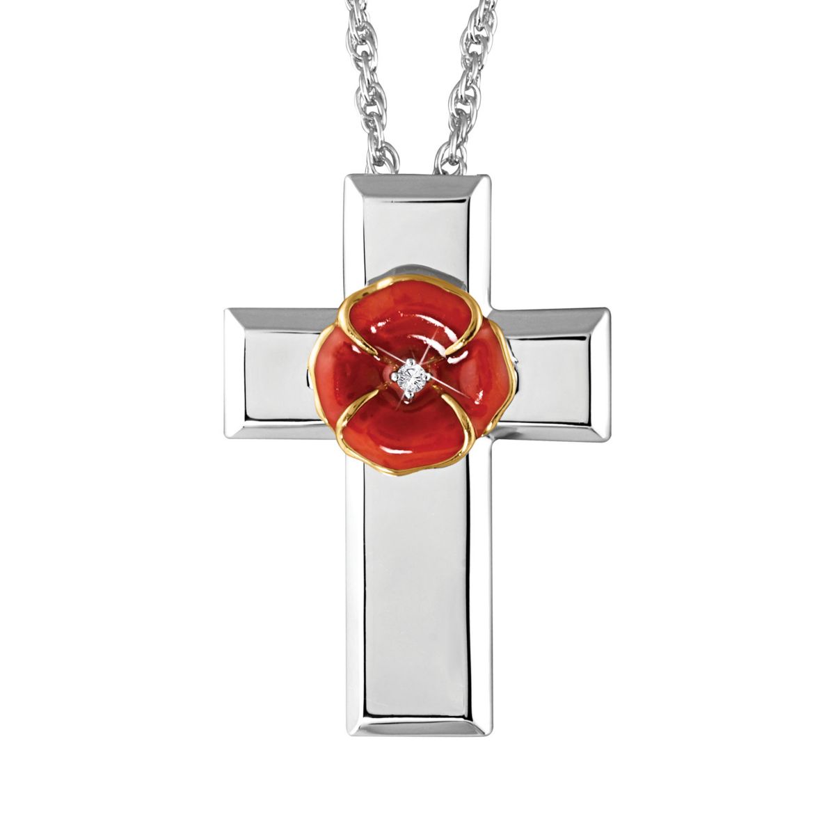 'In Flanders Fields' Poppy Cross Pendant