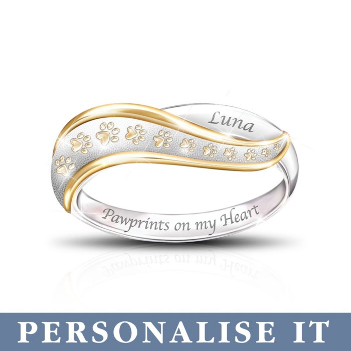 'Pawprints On My Heart' Pets Ladies' Ring 