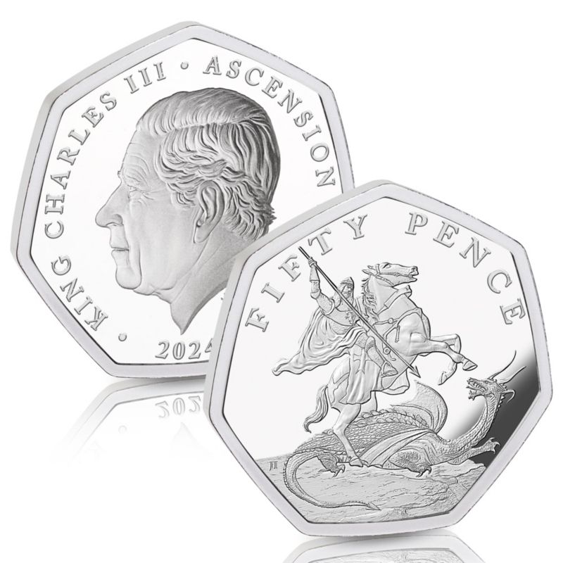 The St. George &amp; the Dragon Pure Silver Fifty Pence Coin