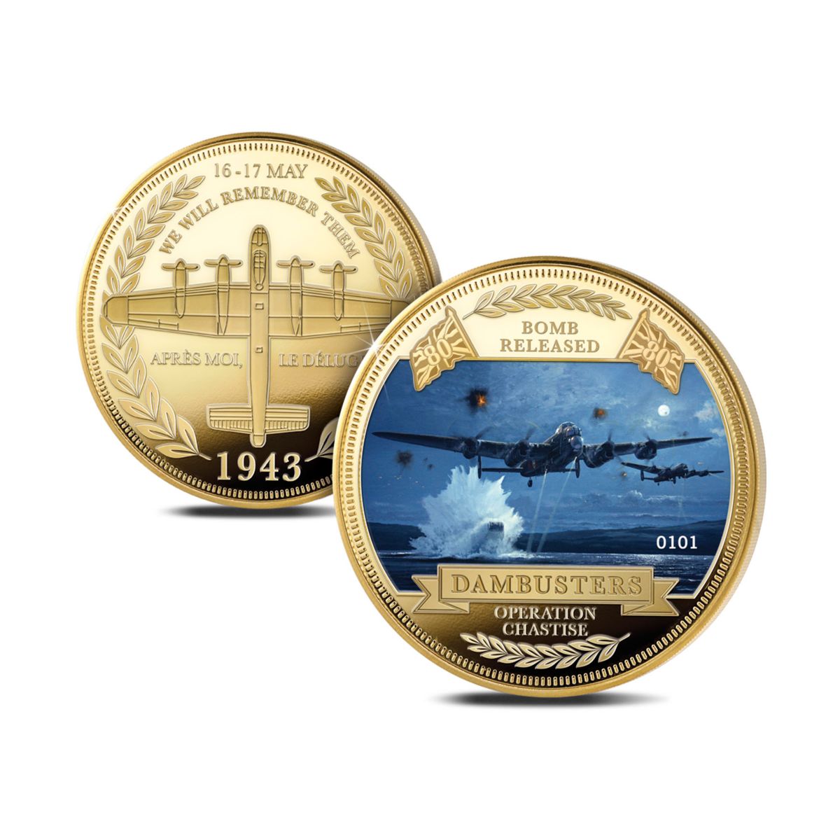 Dambusters Heroes – 80th Anniversary 65mm Gold-Plated Commemorative