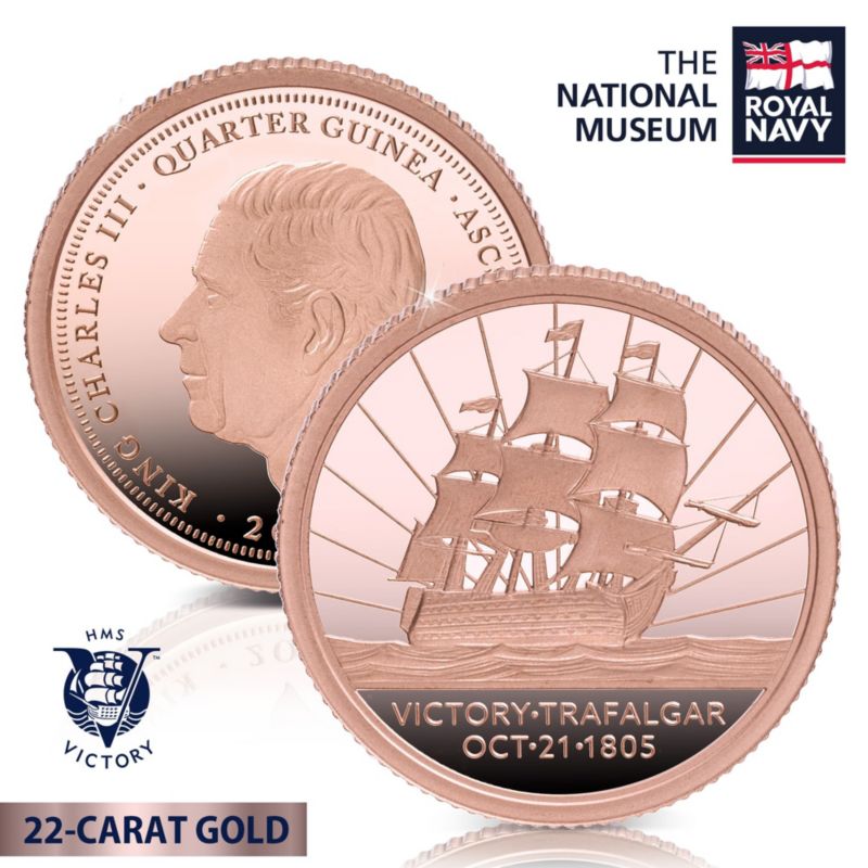 The HMS Victory Quarter Guinea -22-Carat Gold with Victory Copper