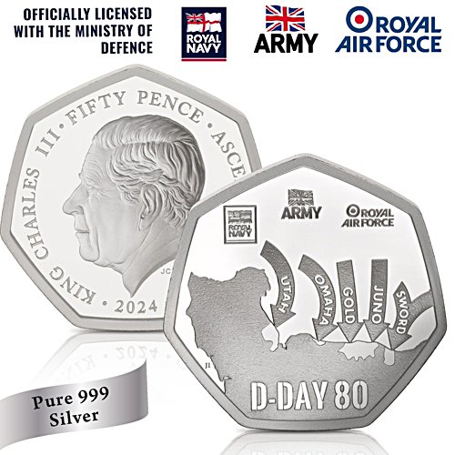 The DDay 80th Anniversary Pure Silver Proof Fifty Pence Coin