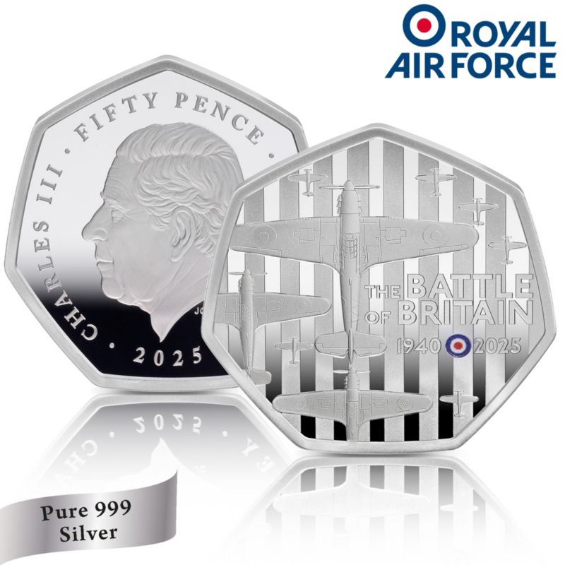 The Battle of Britain Proof Silver Fifty Pence Coin 