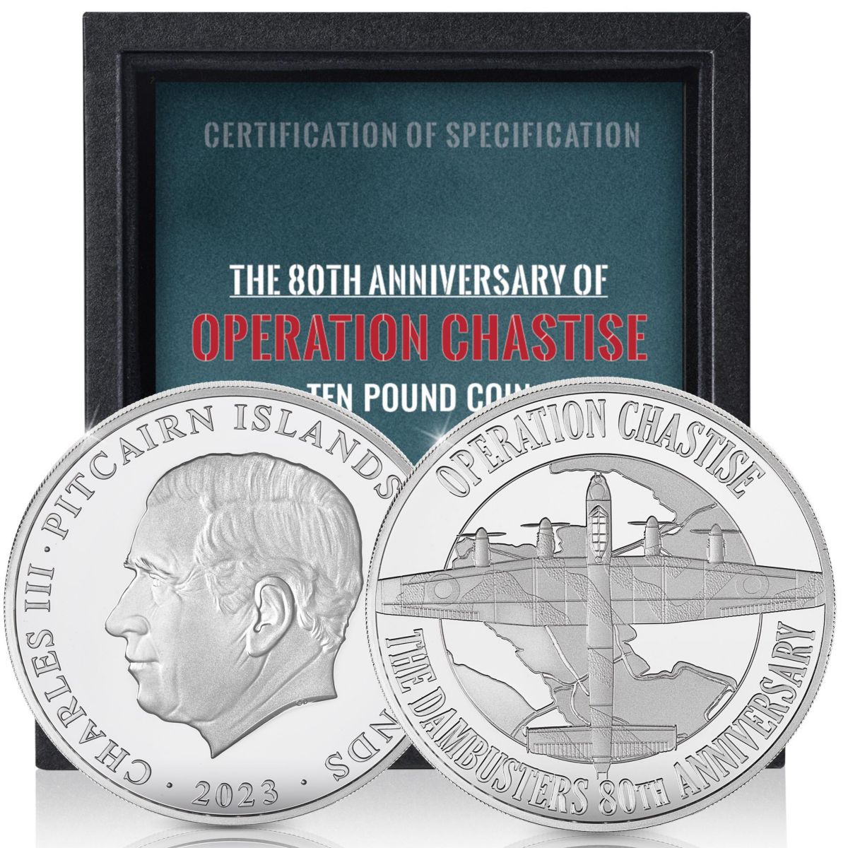 The Dambusters 80th Anniversary Proof £10 Coin in 'supersize' 65mm