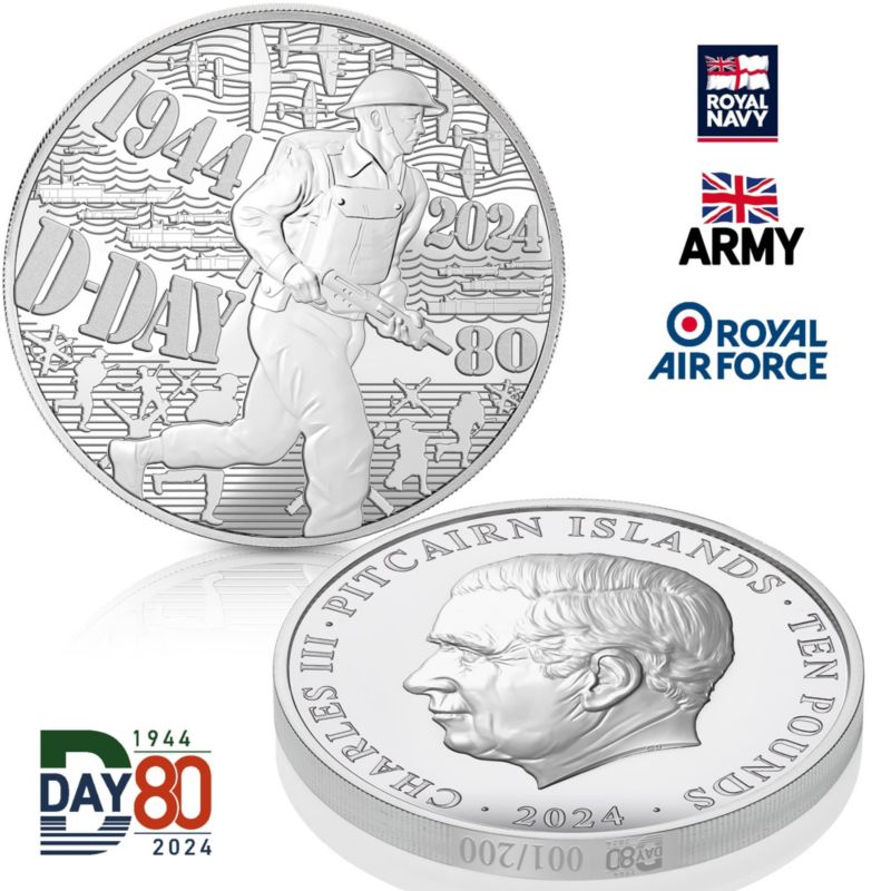The D-Day 80th Anniversary Proof £10 Coin — &#039;Struck on the Day&#039; edition 