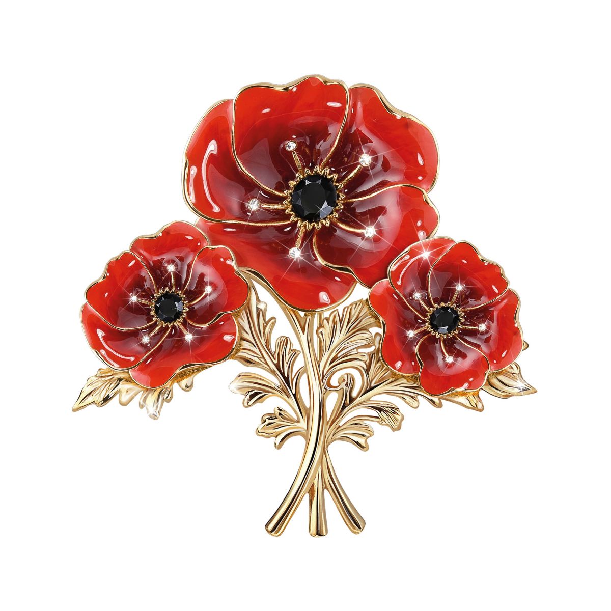 'In Flanders Field' Gold-Plated Poppy Brooch